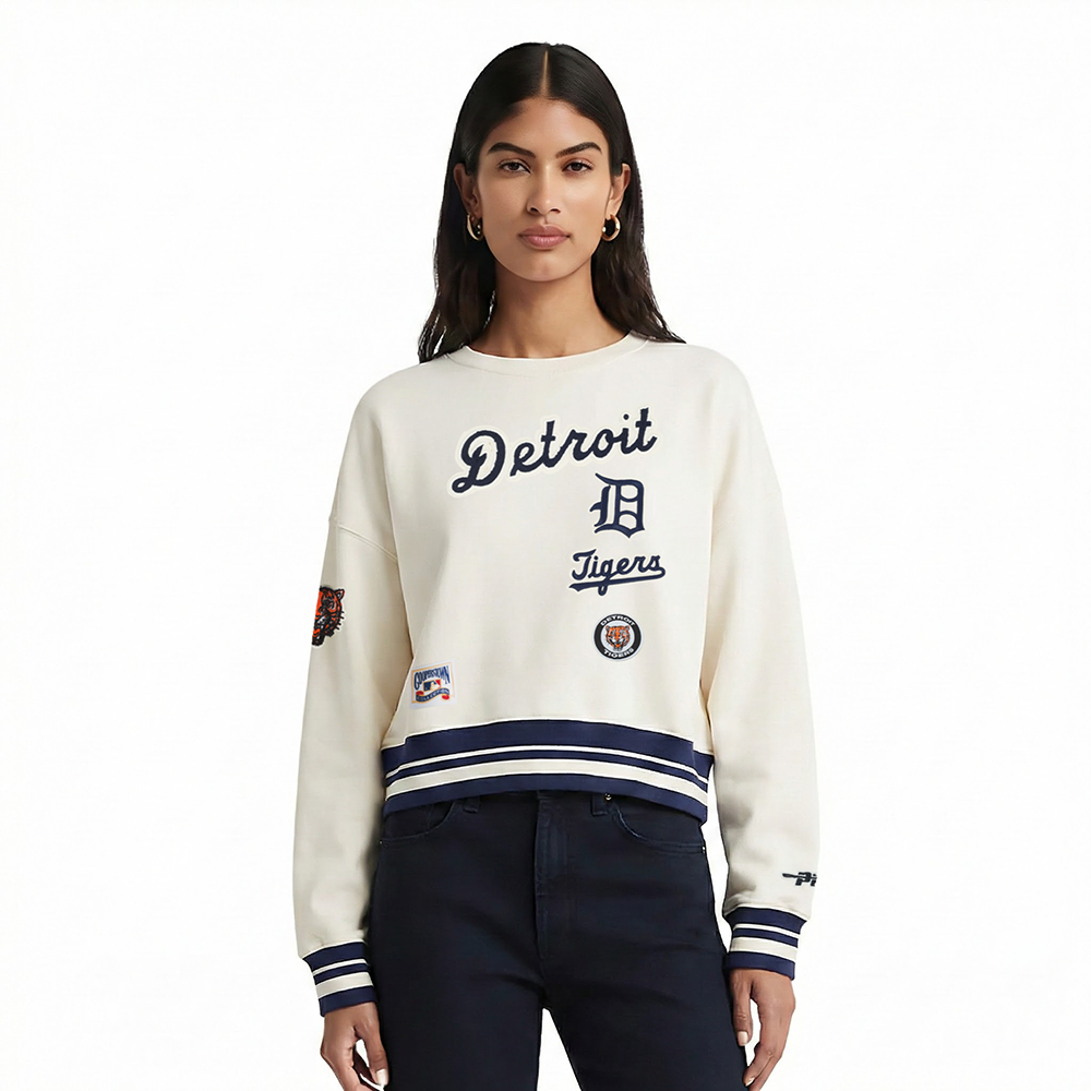 SUDADERA DE CUELLO REDONDO MLB DETROIT TIGERS RETRO CLASSICS PARA MUJER