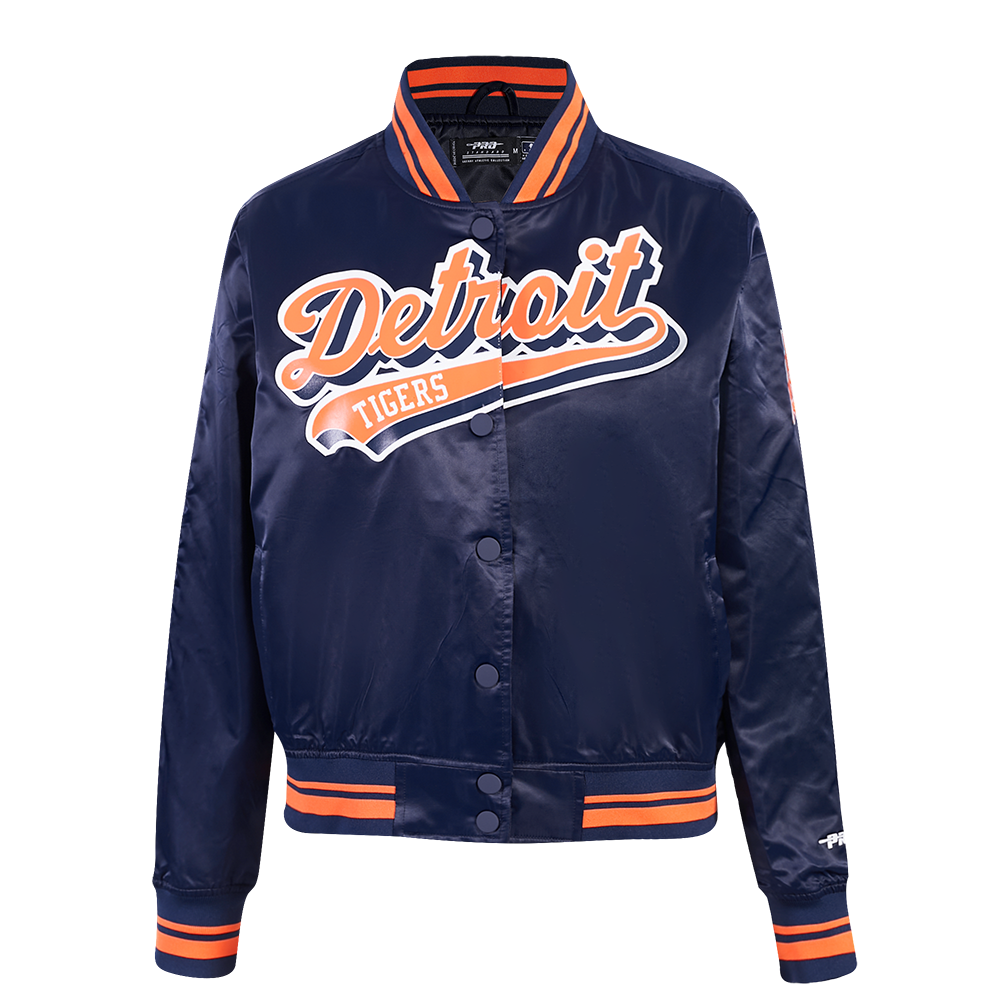 CHAMARRA DE SATÍN MLB DETROIT TIGERS SCRIPT TAIL PARA MUJER