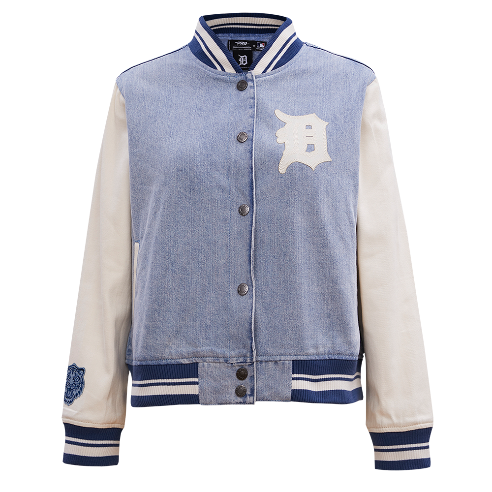 CHAMARRA DE MEZCLILLA MLB DETROIT TIGERS VARSITY BLUES PARA MUJER
