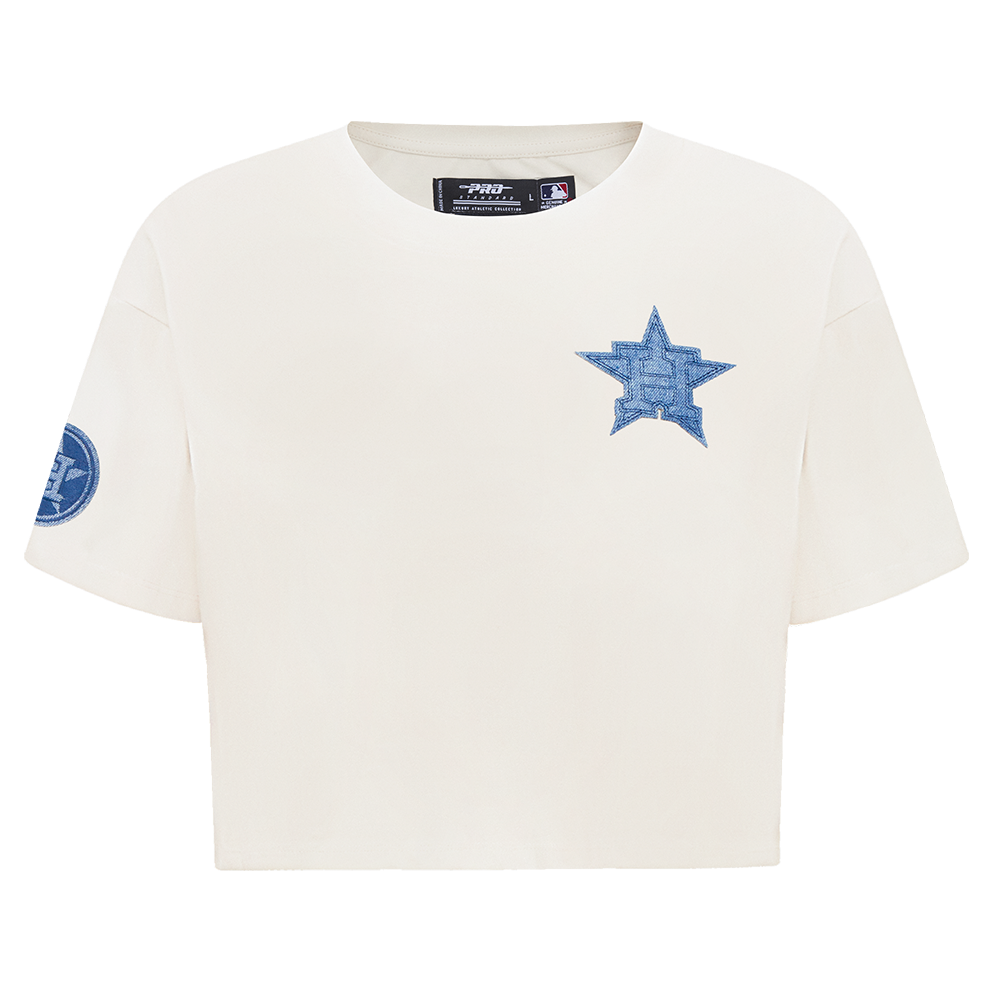 MANGA CORTA CROP MLB HOUSTON ASTROS VARSITY BLUES PARA MUJER