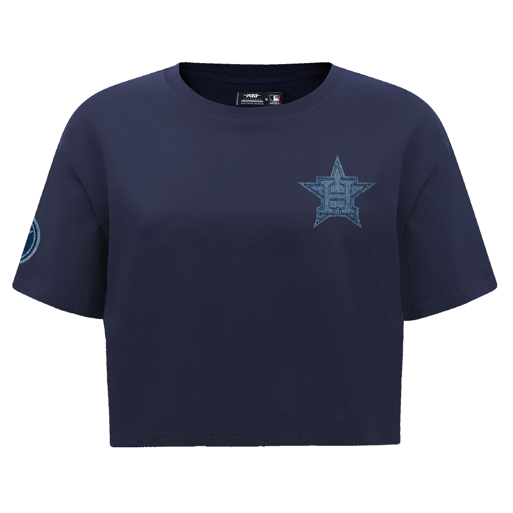 MANGA CORTA CROP MLB HOUSTON ASTROS VARSITY BLUES PARA MUJER
