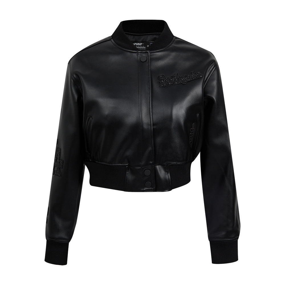 CHAMARRA UNIVERSITARIA DE PIEL MLB LOS ANGELES DODGERS WASHED CRYSTALLINE PARA MUJER