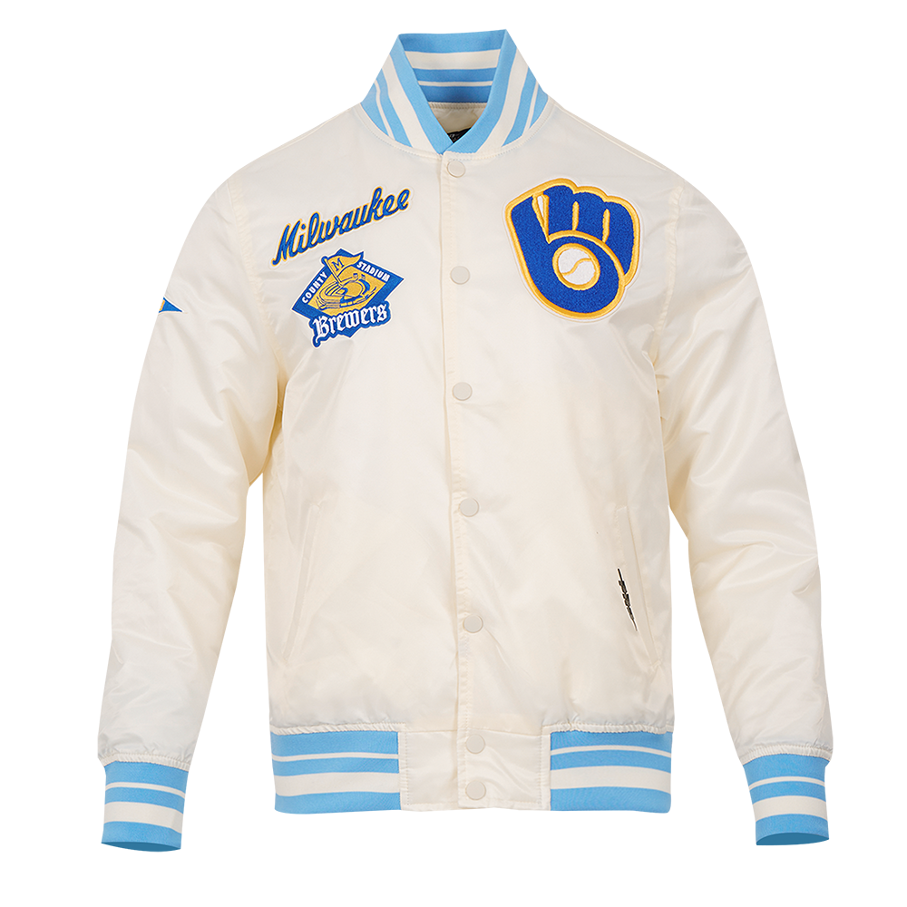 CHAMARRA DE SATÍN MLB MILWAUKEE BREWERS RETRO CLASSICS