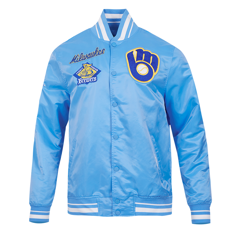 CHAMARRA DE SATÍN MLB MILWAUKEE BREWERS RETRO CLASSICS