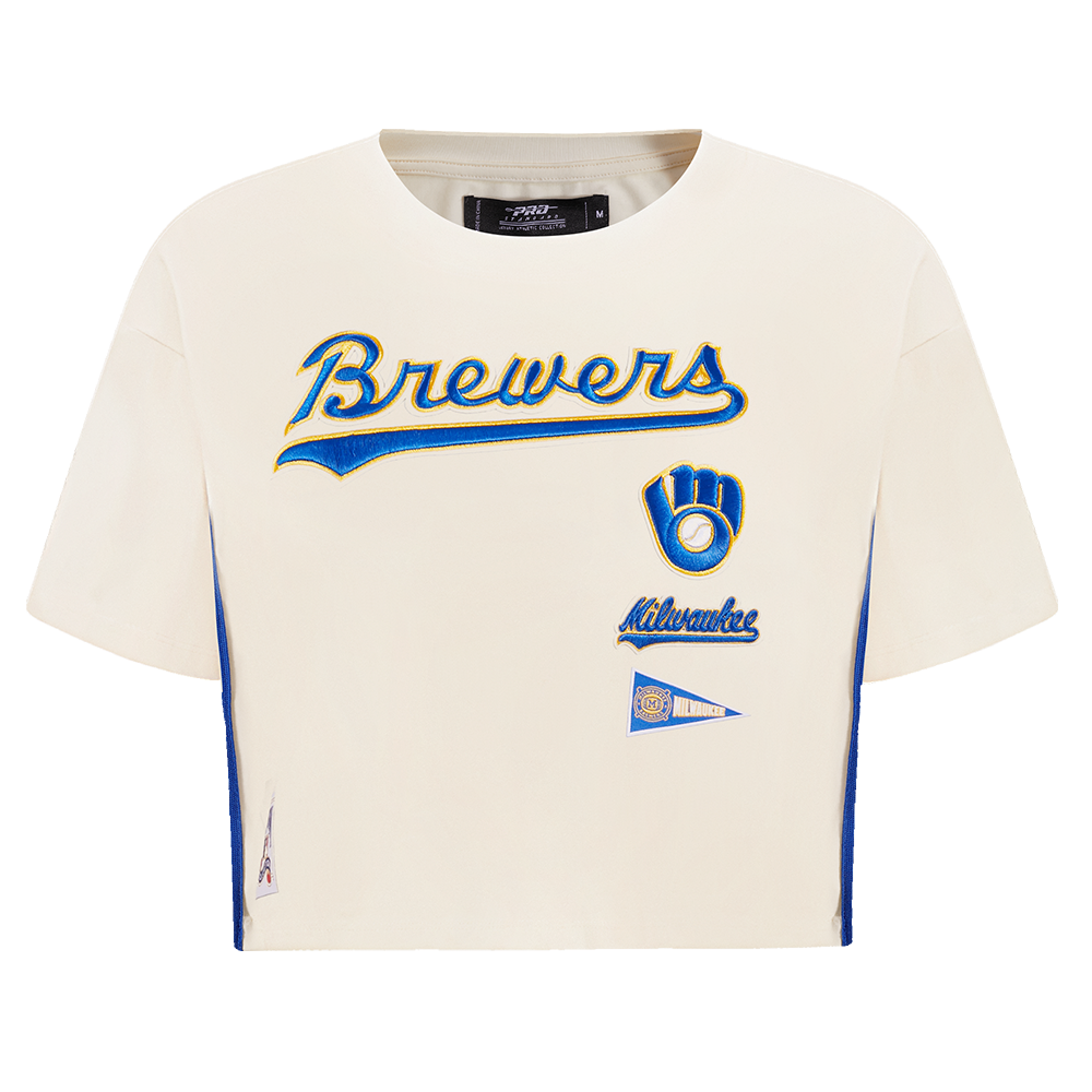 MANGA CORTA CROP MLB MILWAUKEE BREWERS RETRO CLASSICS PARA MUJER