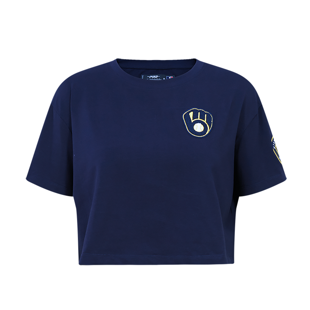 MANGA CORTA CROP MLB MILWAUKEE BREWERS CLASSIC ESSENTIALS PARA MUJER