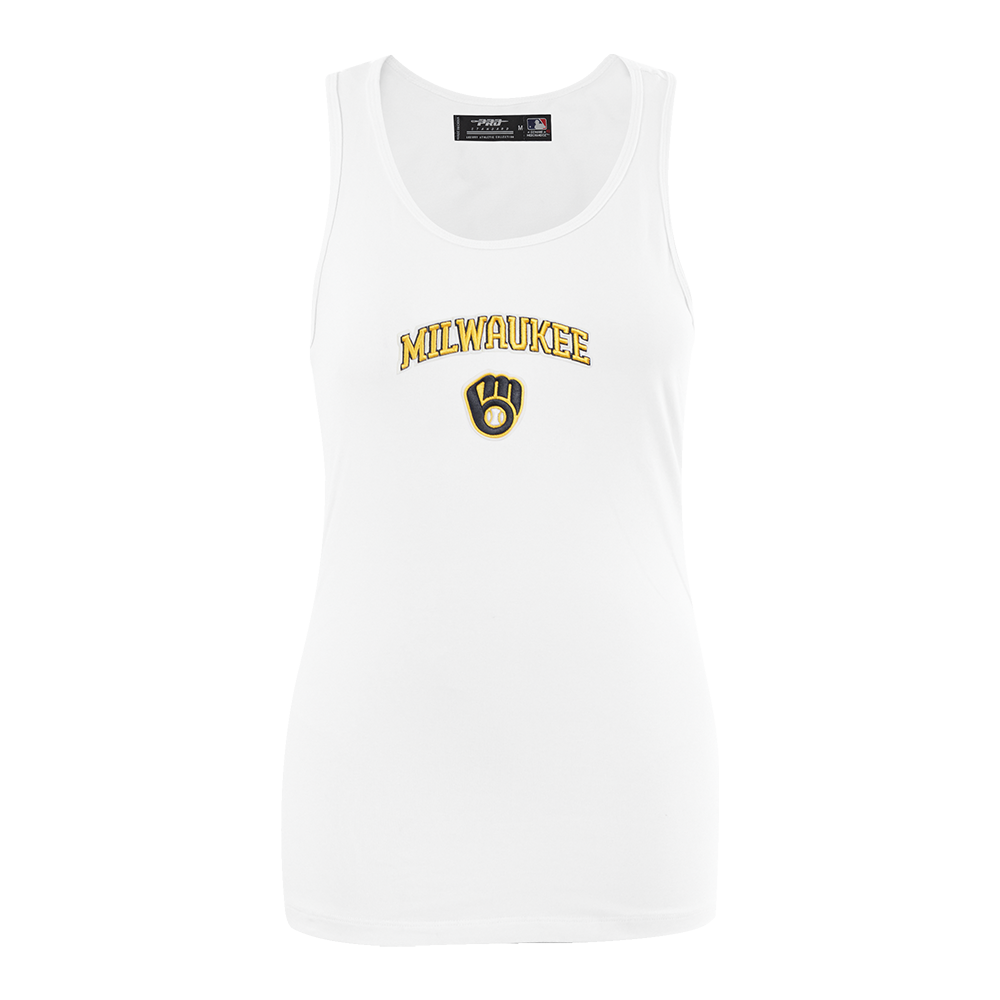 SIN MANGAS DE CORTE RELAJADO MLB MILWAUKEE BREWERS CLASSIC CHENILLE PARA MUJER