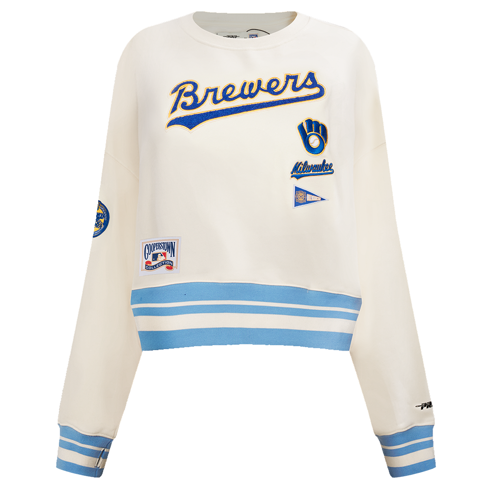 SUDADERA DE CUELLO REDONDO MLB MILWAUKEE BREWERS RETRO CLASSICS PARA MUJER