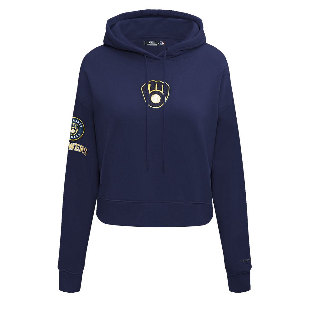 SUDADERA CON GORRO MLB MILWAUKEE BREWERS CLASSIC ESSENTIALS PARA MUJER