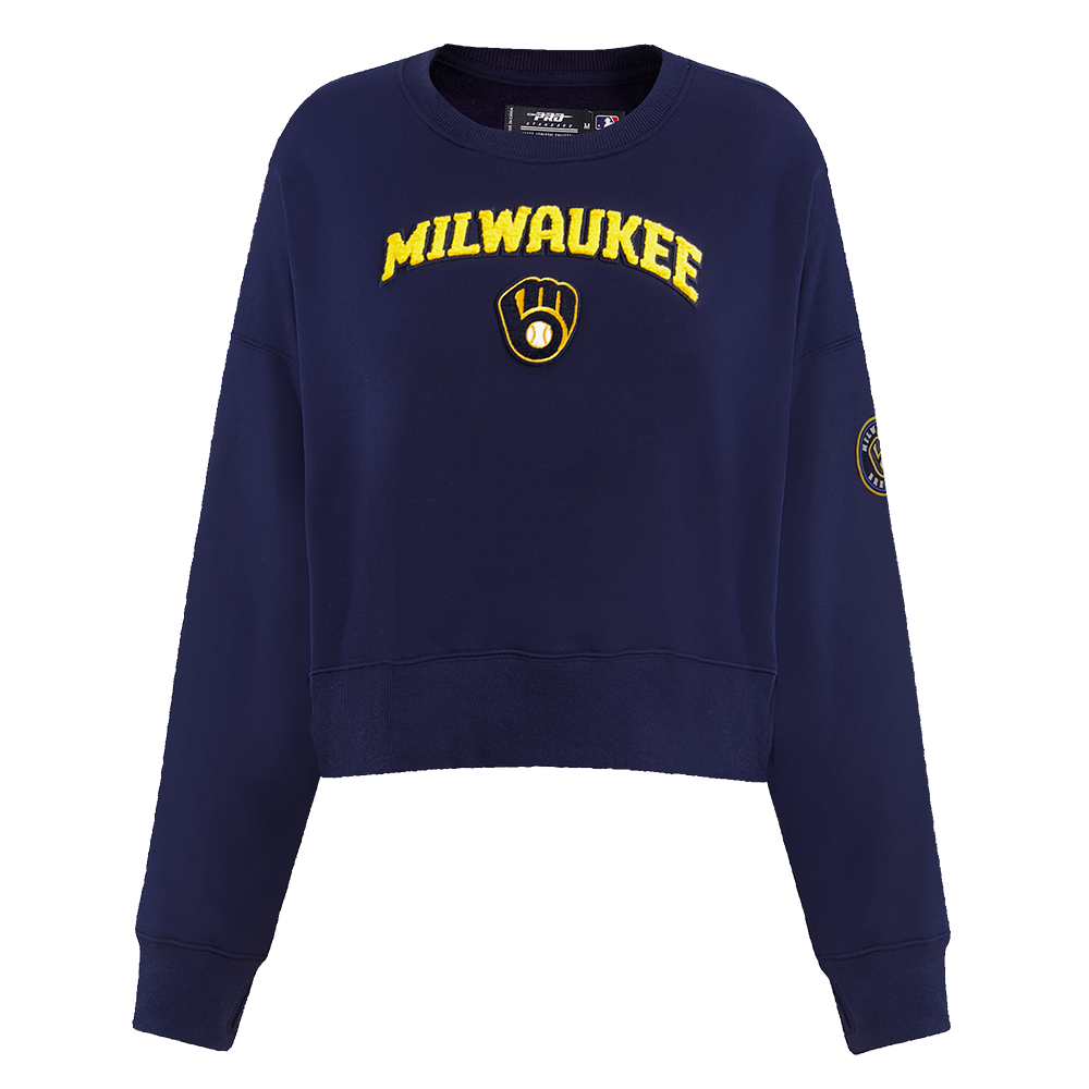 SUDADERA DE CUELLO REDONDO MLB MILWAUKEE BREWERS CLASSIC ESSENTIALS PARA MUJER