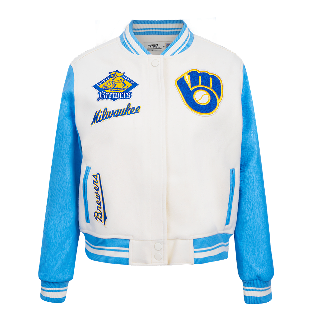 CHAMARRA UNIVERSITARIA MLB MILWAUKEE BREWERS RETRO CLASSICS PARA MUJER