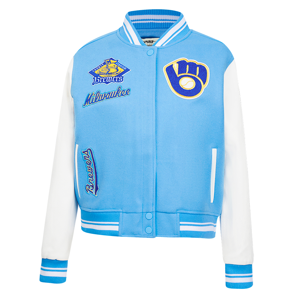 CHAMARRA UNIVERSITARIA MLB MILWAUKEE BREWERS RETRO CLASSICS PARA MUJER