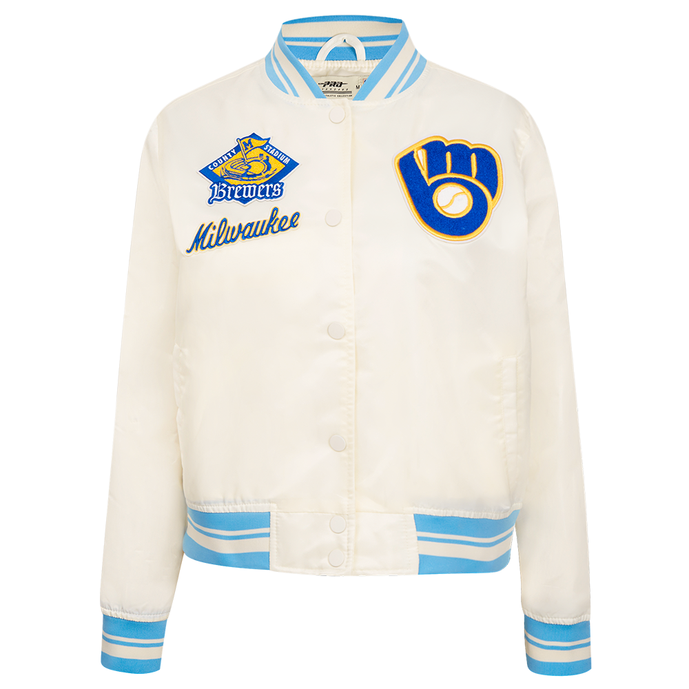 CHAMARRA DE SATÍN MLB MILWAUKEE BREWERS RETRO CLASSICS PARA MUJER