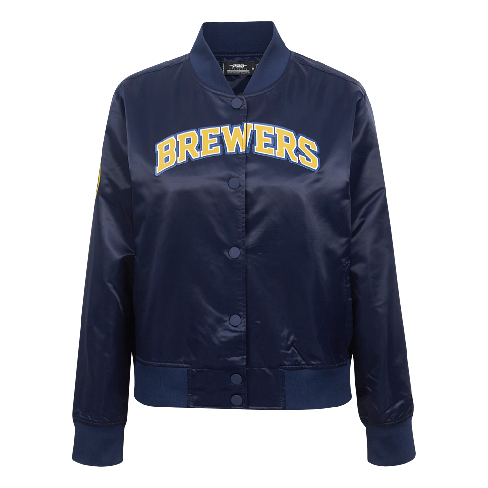 CHAMARRA DE SATÍN MLB MILWAUKEE BREWERS CLASSIC CHENILLE PARA MUJER