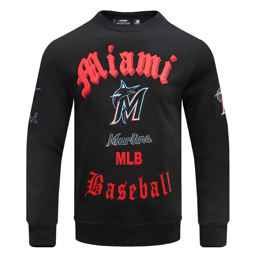 SUDADERA DE CUELLO REDONDO MLB MIAMI MARLINS OLD ENGLISH