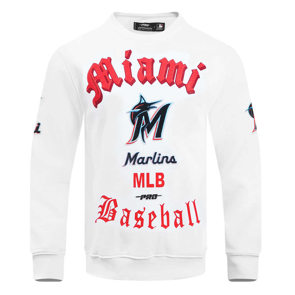 SUDADERA DE CUELLO REDONDO MLB MIAMI MARLINS OLD ENGLISH