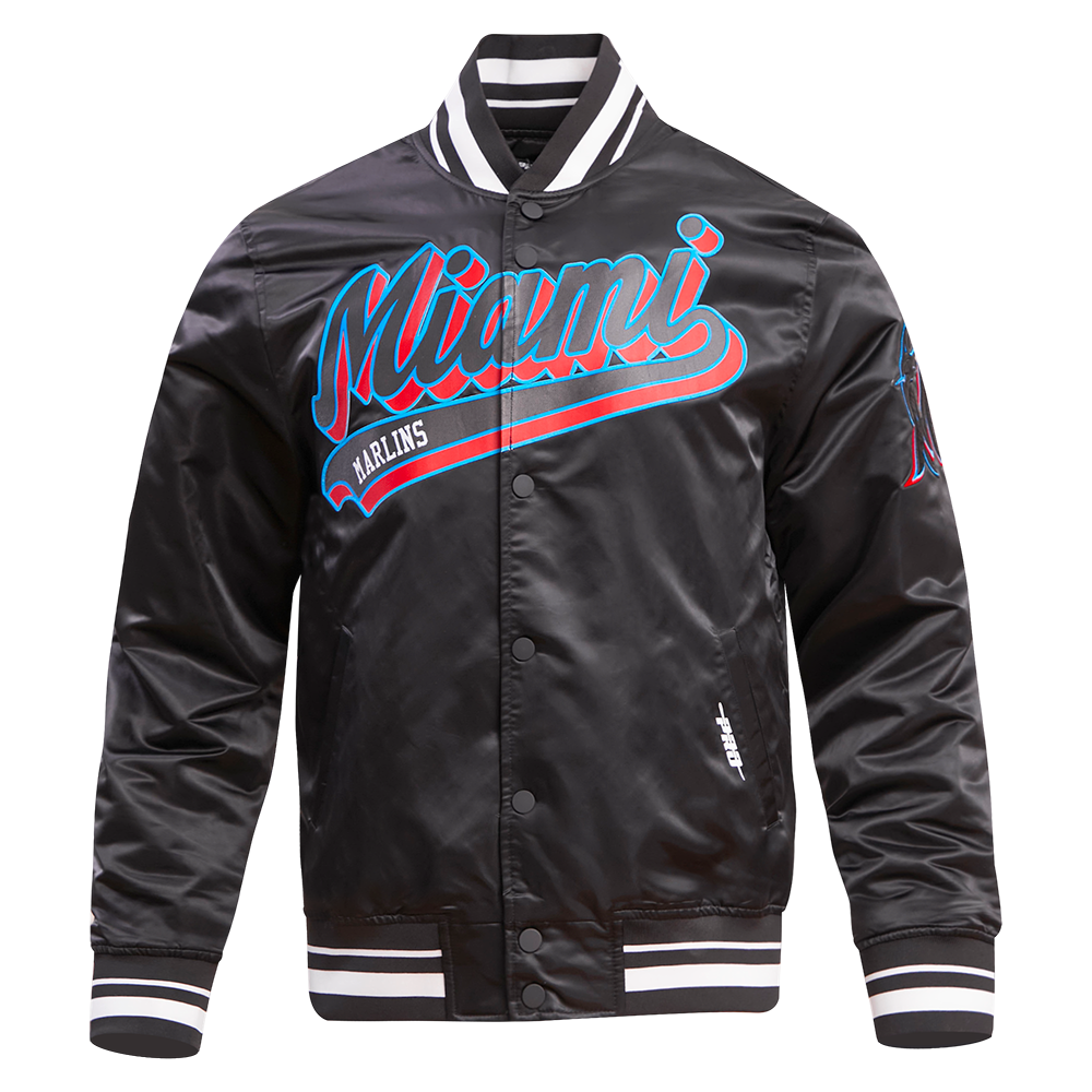 CHAMARRA DE SATÉN MLB MIAMI MARLINS SCRIPT TAIL