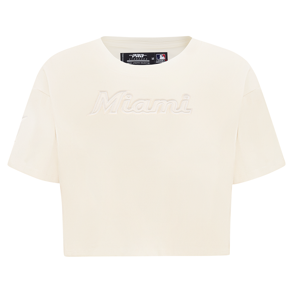 MANGA CORTA CROP MLB MIAMI MARLINS NEUTRAL PARA MUJER