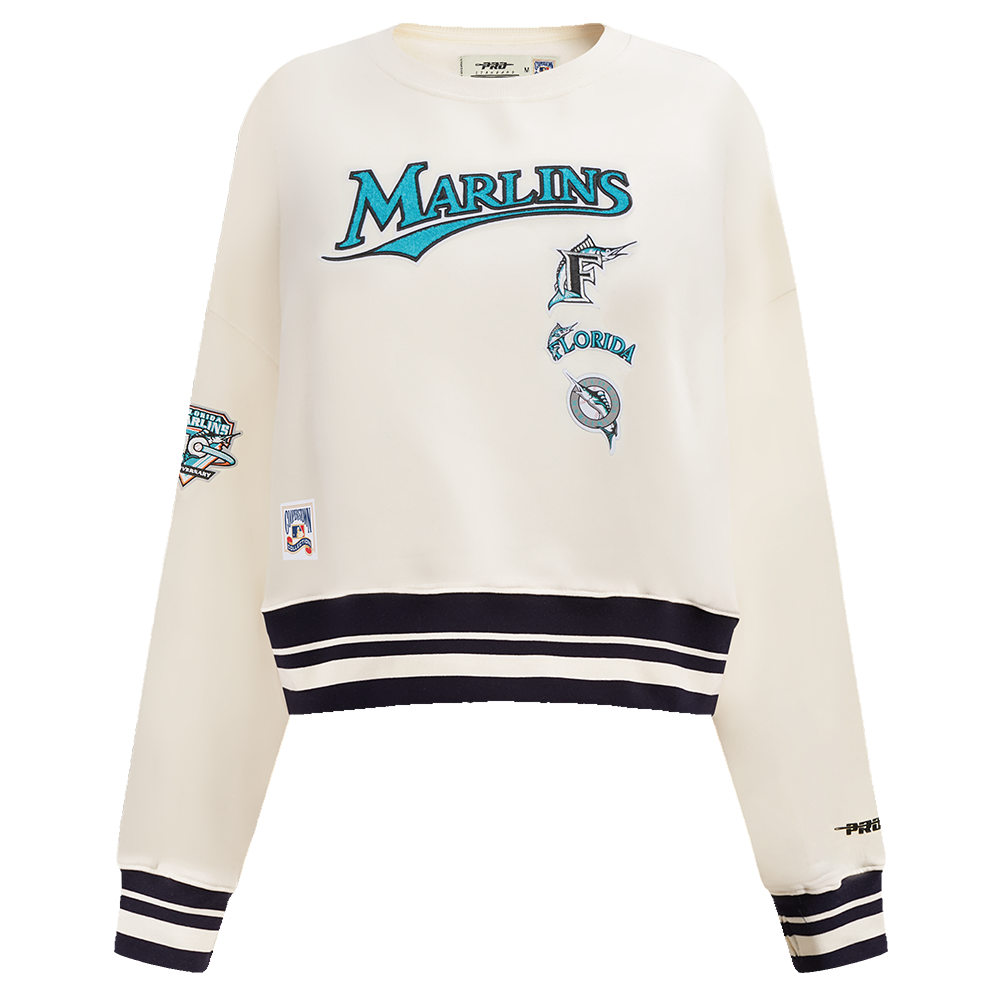 SUDADERA DE CUELLO REDONDO MLB MIAMI MARLINS RETRO CLASSICS PARA MUJER