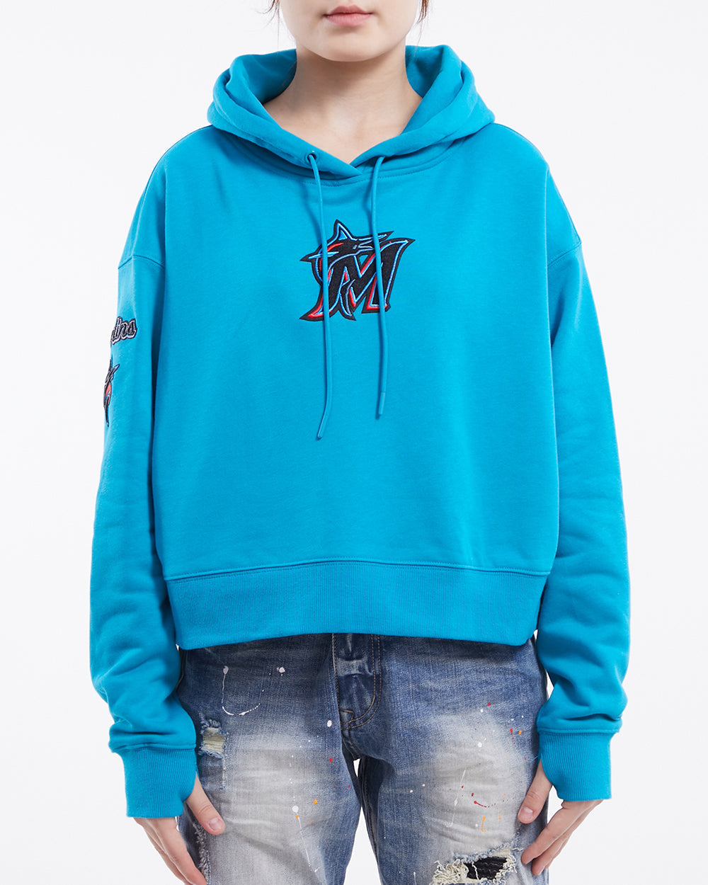 SUDADERA CON GORRO MLB MIAMI MARLINS CLASSIC ESSENTIALS PARA MUJER