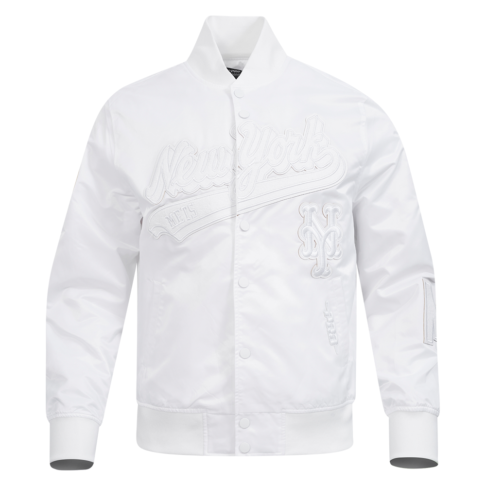 CHAMARRA DE SATÍN MLB NEW YORK METS WHITE OUT