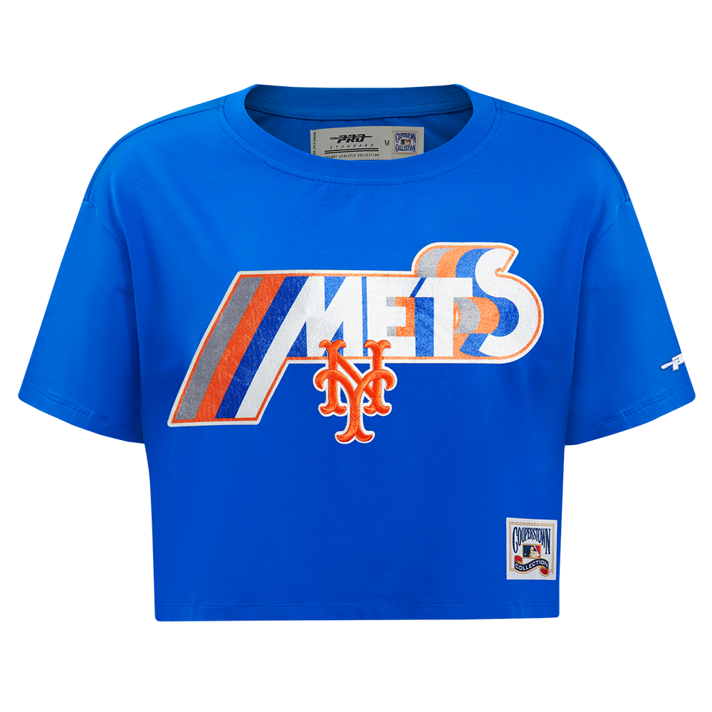 MANGA CORTA CROP MLB NEW YORK METS RETRO ELEVATION PARA MUJER