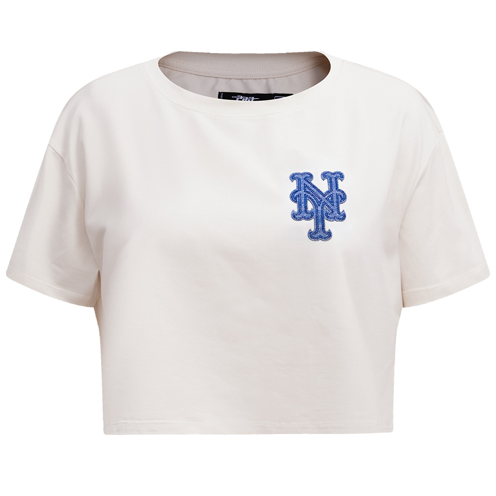 MANGA CORTA CROP MLB NEW YORK METS VARSITY BLUES PARA MUJER