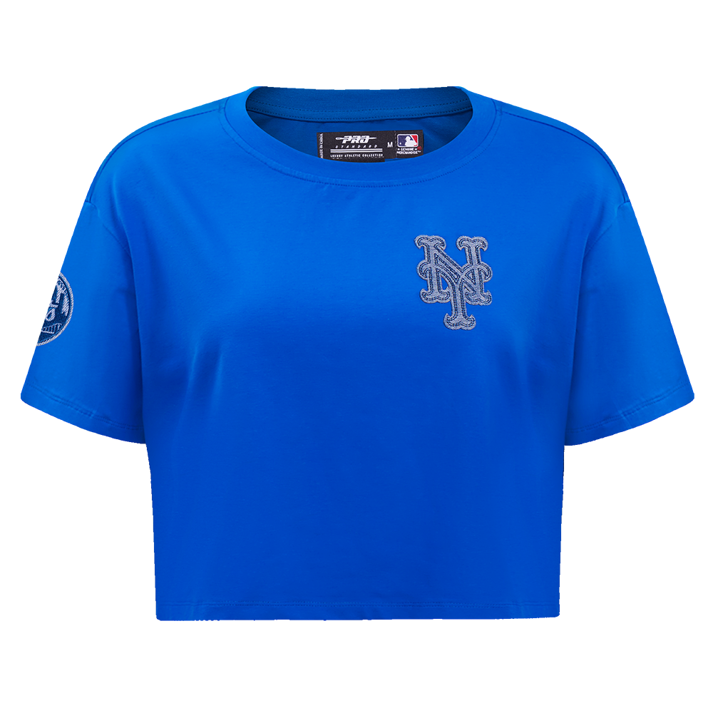 MANGA CORTA CROP MLB NEW YORK METS VARSITY BLUES PARA MUJER
