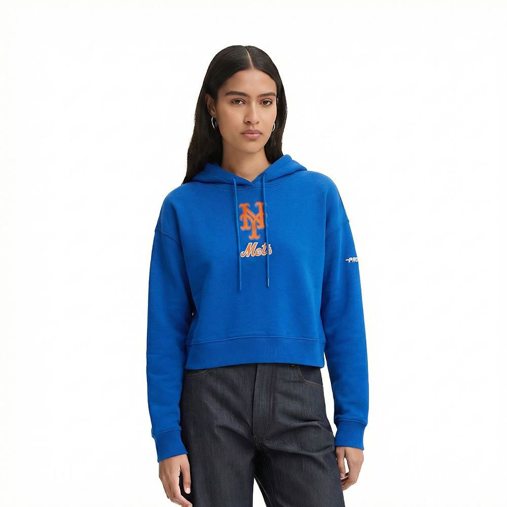 SUDADERA CON GORRO MLB NEW YORK METS CLASSIC CHENILLE PARA MUJER