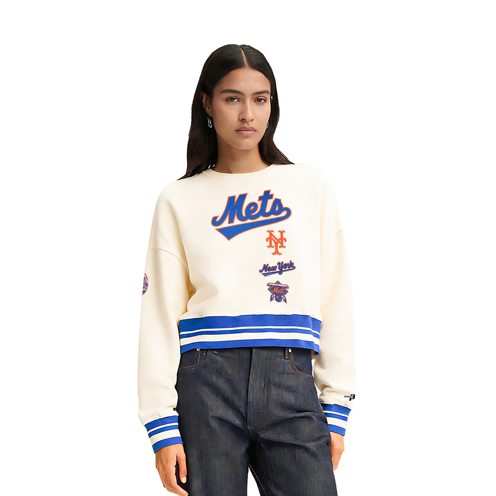 SUDADERA DE CUELLO REDONDO MLB NEW YORK METS RETRO CLASSICS PARA MUJER