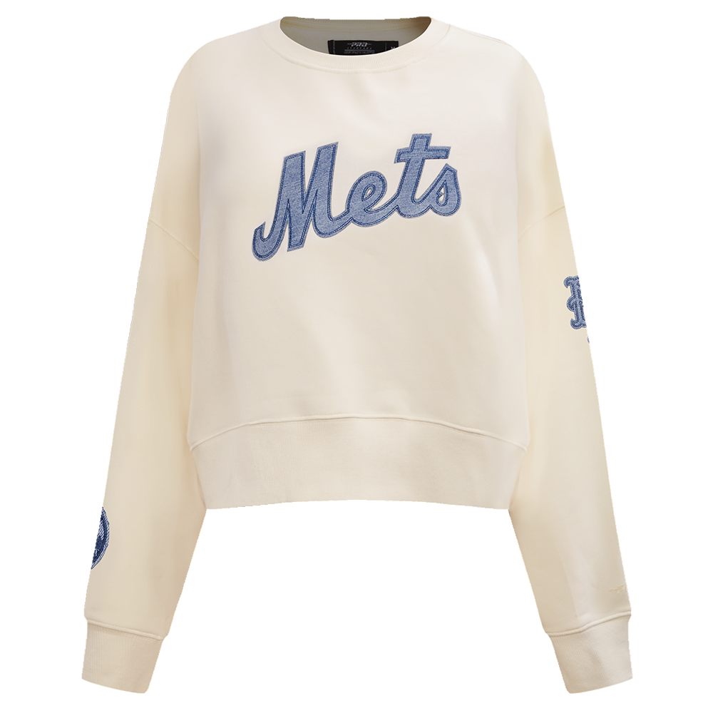 SUDADERA DE CUELLO REDONDO MLB NEW YORK METS VARSITY BLUES PARA MUJER