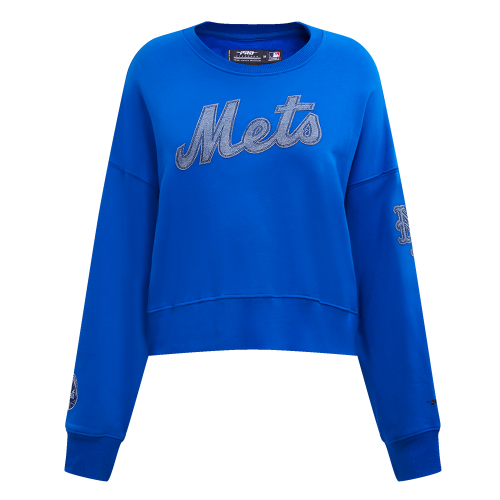 SUDADERA DE CUELLO REDONDO MLB NEW YORK METS VARSITY BLUES PARA MUJER