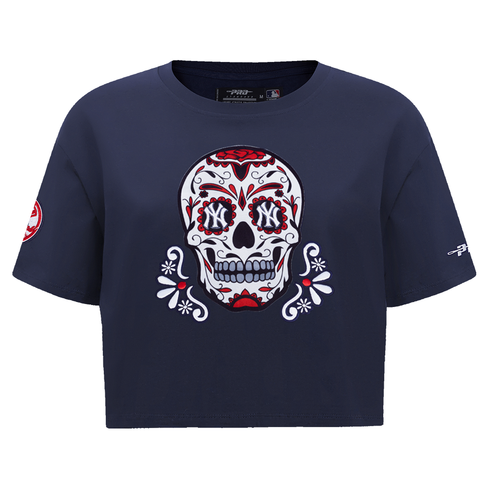 MANGA CORTA CROP MLB NEW YORK YANKEES SUGAR SKULL PARA MUJER