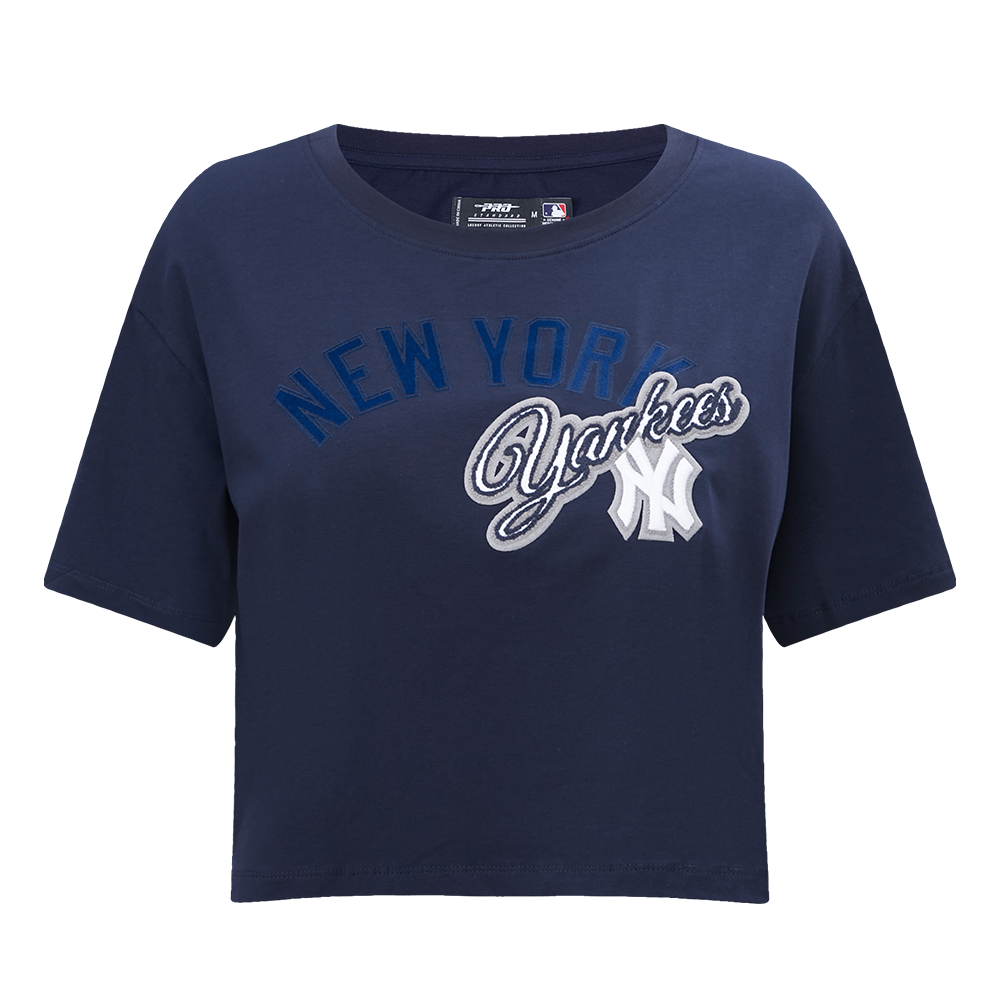 MANGA CORTA CROP MLB NEW YORK YANKEES SCRIPT PARA MUJER