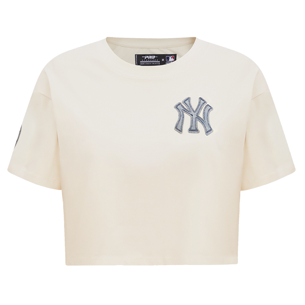MANGA CORTA CROP MLB NEW YORK YANKEES VARSITY BLUES PARA MUJER