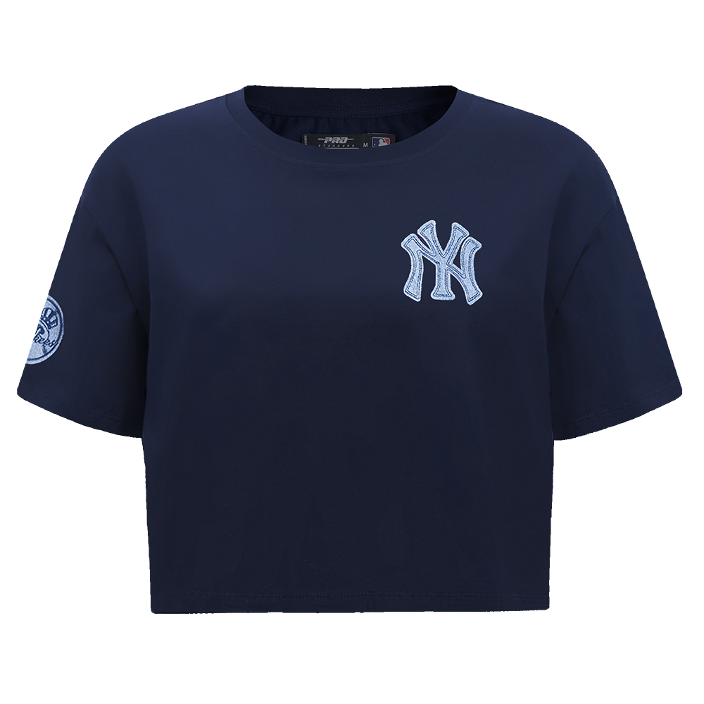 MANGA CORTA CROP MLB NEW YORK YANKEES VARSITY BLUES PARA MUJER