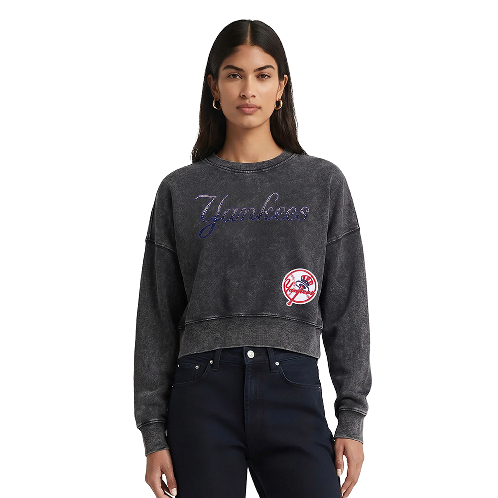 SUDADERA DE CUELLO REDONDO MLB NEW YORK YANKEES WASHED JEWELS PARA MUJER