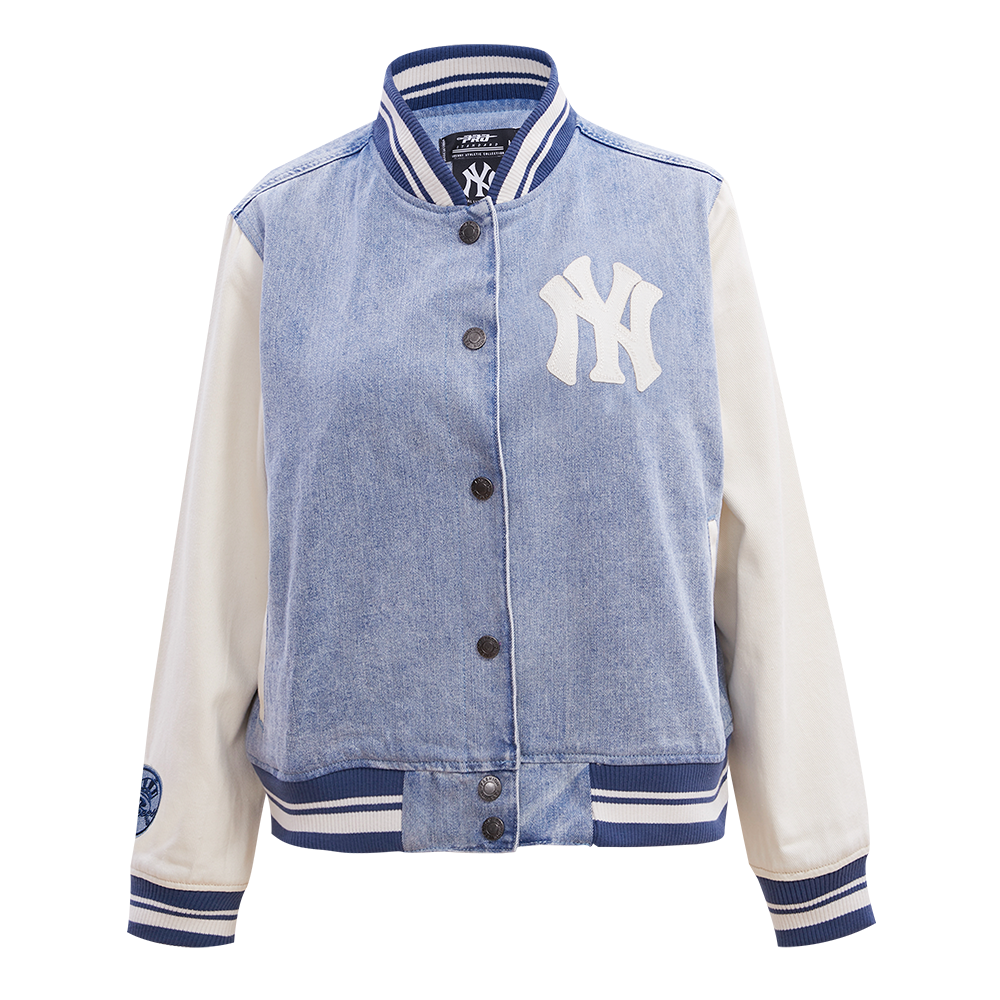 CHAMARRA DE MEZCLILLA MLB NEW YORK YANKEES VARSITY BLUES PARA MUJER
