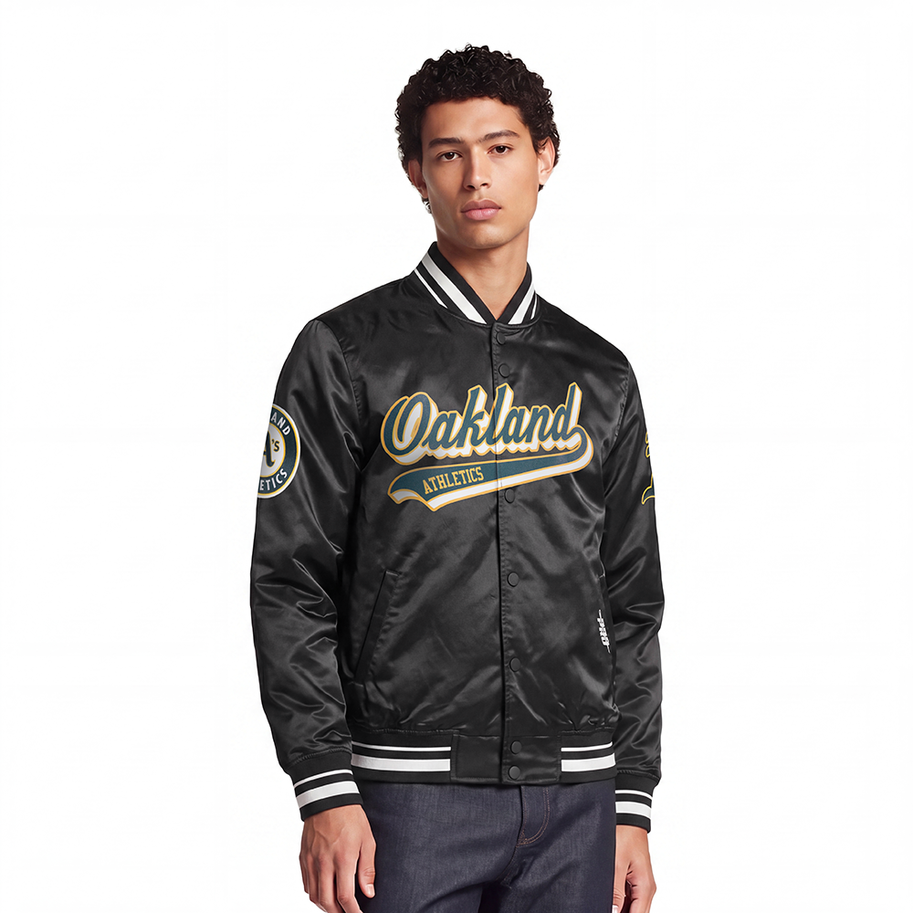 CHAMARRA DE SATÍN MLB OAKLAND ATHLETICS SCRIPT TAIL