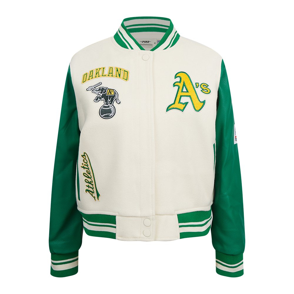CHAMARRA UNIVERSITARIA MLB OAKLAND ATHLETICS RETRO CLASSICS PARA MUJER