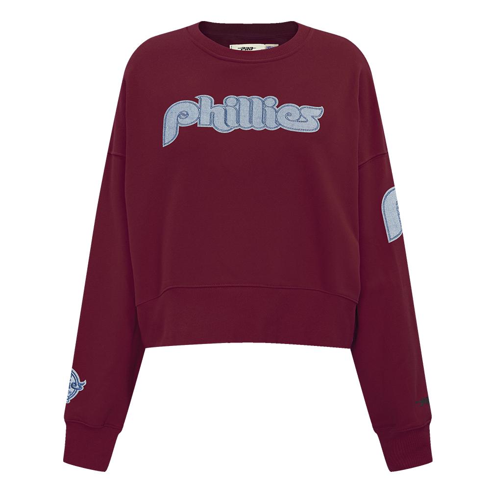SUDADERA DE CUELLO REDONDO MLB PHILADELPHIA PHILLIES VARSITY BLUES PARA MUJER
