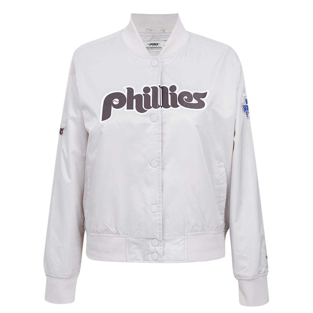 CHAMARRA DE SATÍN MLB PHILADELPHIA PHILLIES CLASSIC ESSENTIALS PARA MUJER