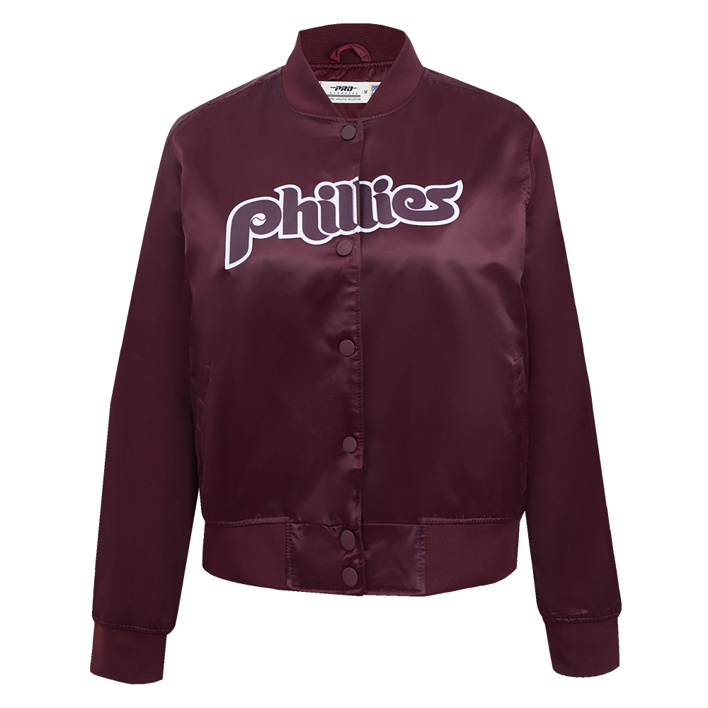CHAMARRA DE SATÍN MLB PHILADELPHIA PHILLIES CLASSIC ESSENTIALS PARA MUJER