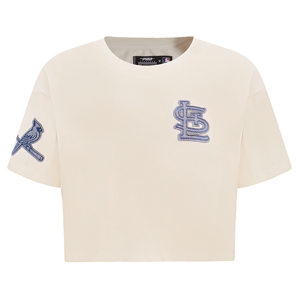 MANGA CORTA CROP MLB ST. LOUIS CARDINALS VARSITY BLUES PARA MUJER