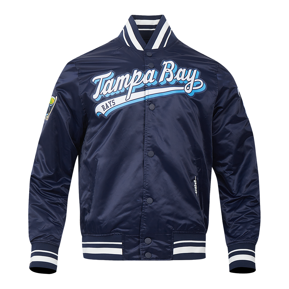 CHAMARRA DE SATÉN MLB TAMPA BAY RAYS SCRIPT TAIL