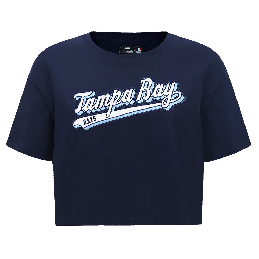 MANGA CORTA CROP MLB TAMPA BAY RAYS SCRIPT TAIL PARA MUJER