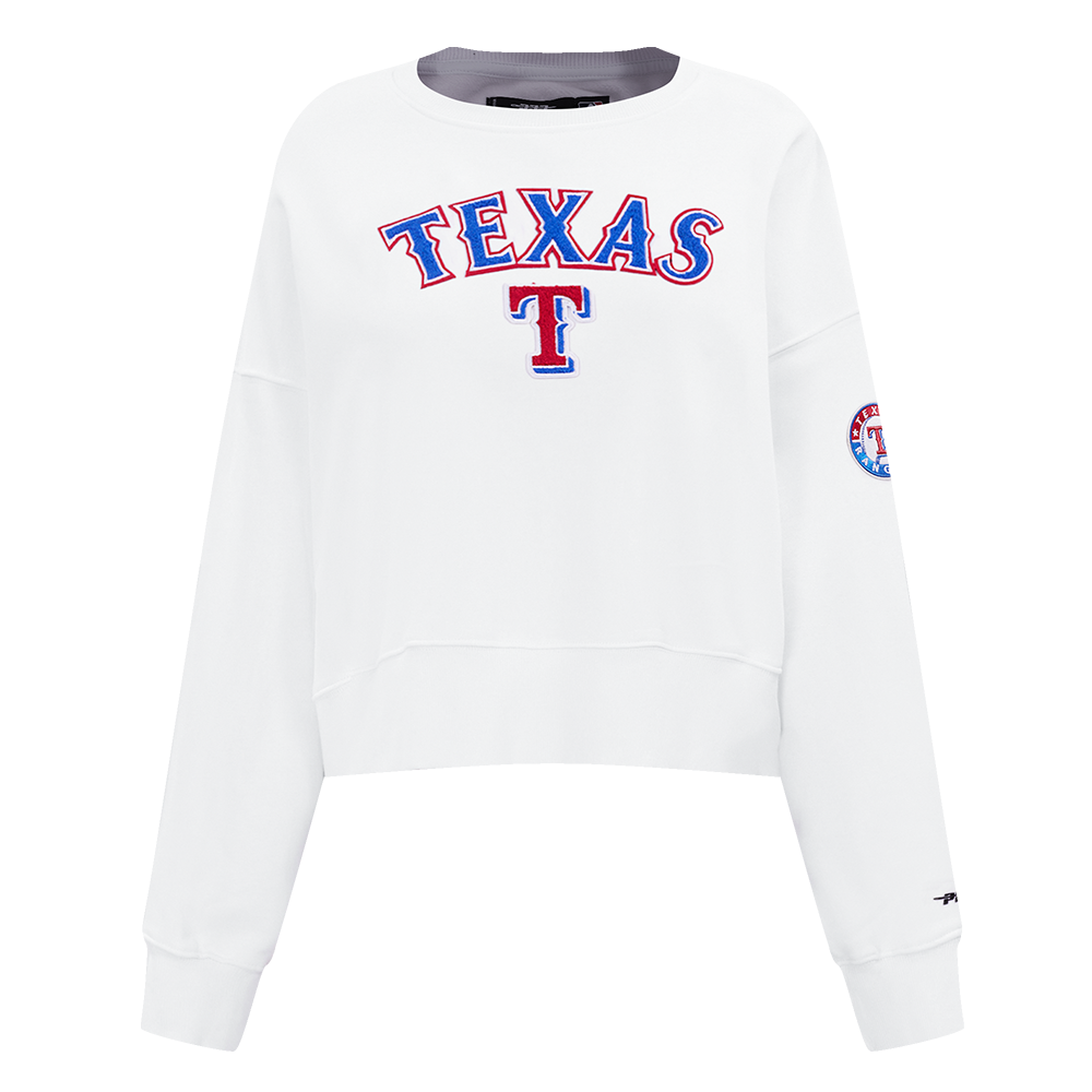 SUDADERA DE CUELLO REDONDO MLB TEXAS RANGERS CLASSIC ESSENTIALS PARA MUJER