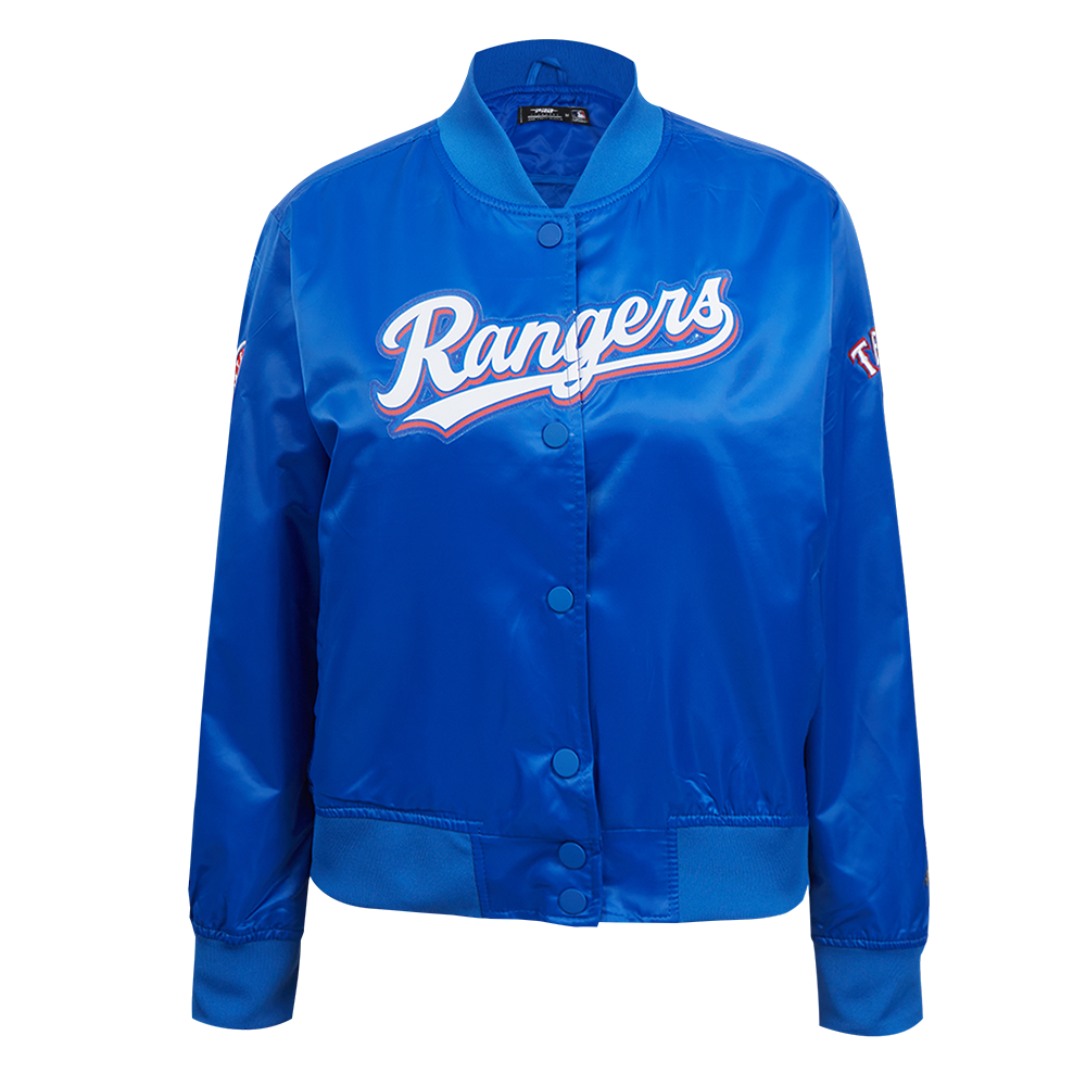 CHAMARRA DE SATÍN MLB TEXAS RANGERS CLASSIC ESSENTIALS PARA MUJER