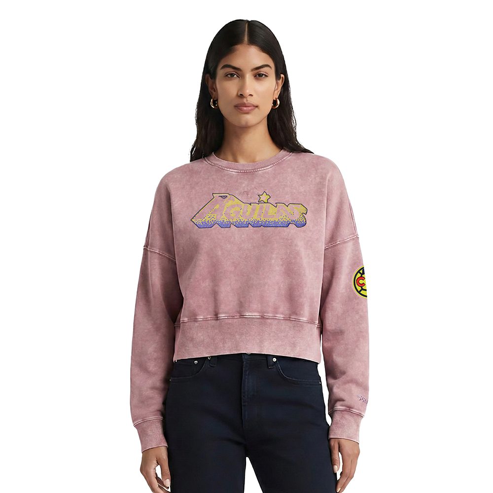SUDADERA DE CUELLO REDONDO LIGA MX CLUB AMERICA WASHED JEWELS PARA MUJER