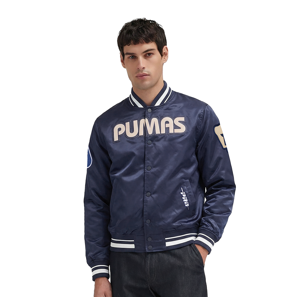 CHAMARRA DE SATIN LIGA MX PUMAS UNAM CLASSIC CHENILLE PARA HOMBRE